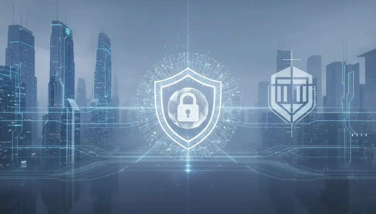 Futuristic holographic AI core locked behind a security barrier, symbolizing government-controlled access and cybersecurity risk from frontier AI models