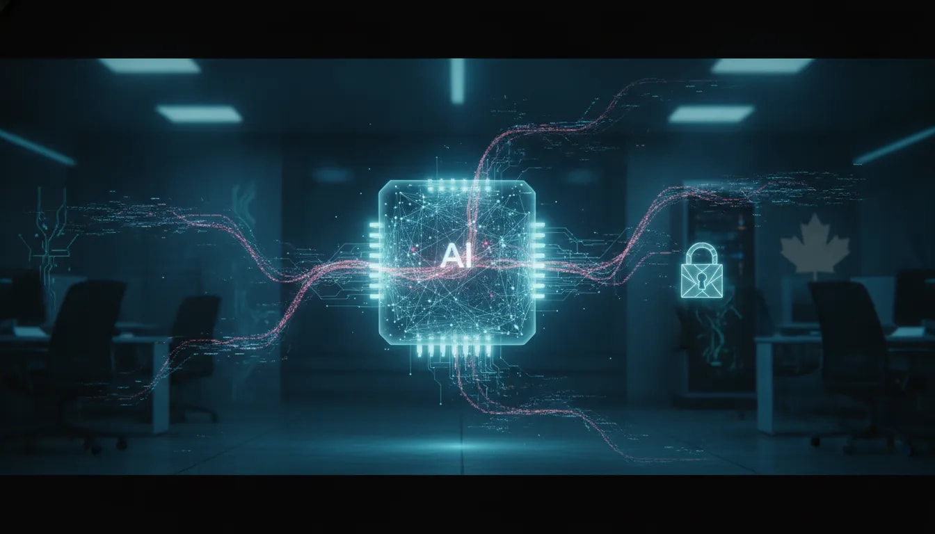 Futuristic holographic AI network with red warning signals and fragmented data paths representing model misalignment and the need for proactive AI safety.